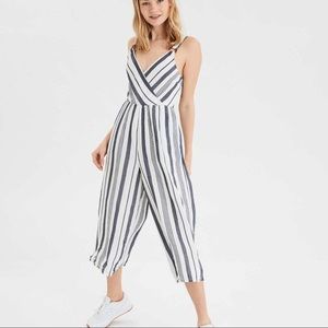 American Eagle striped wrap front jumpsuit